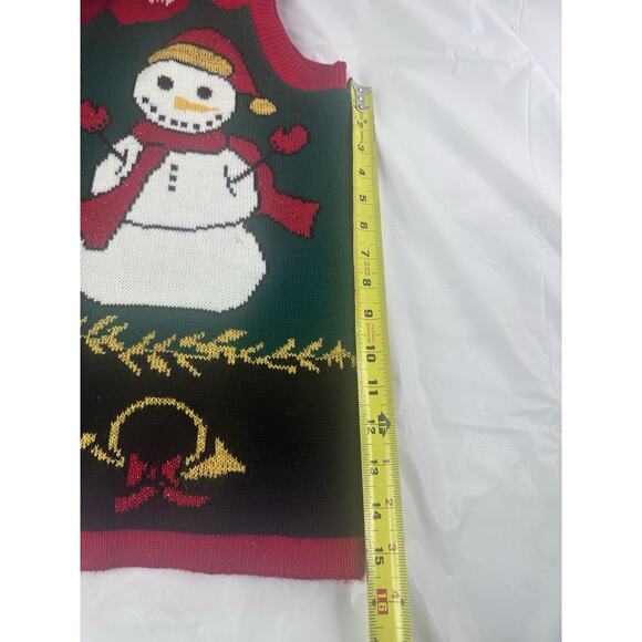 Christmas Sweater Vest Teacher Cottagecore Snowman Snowflake Wreath Large - Picture 8 of 10